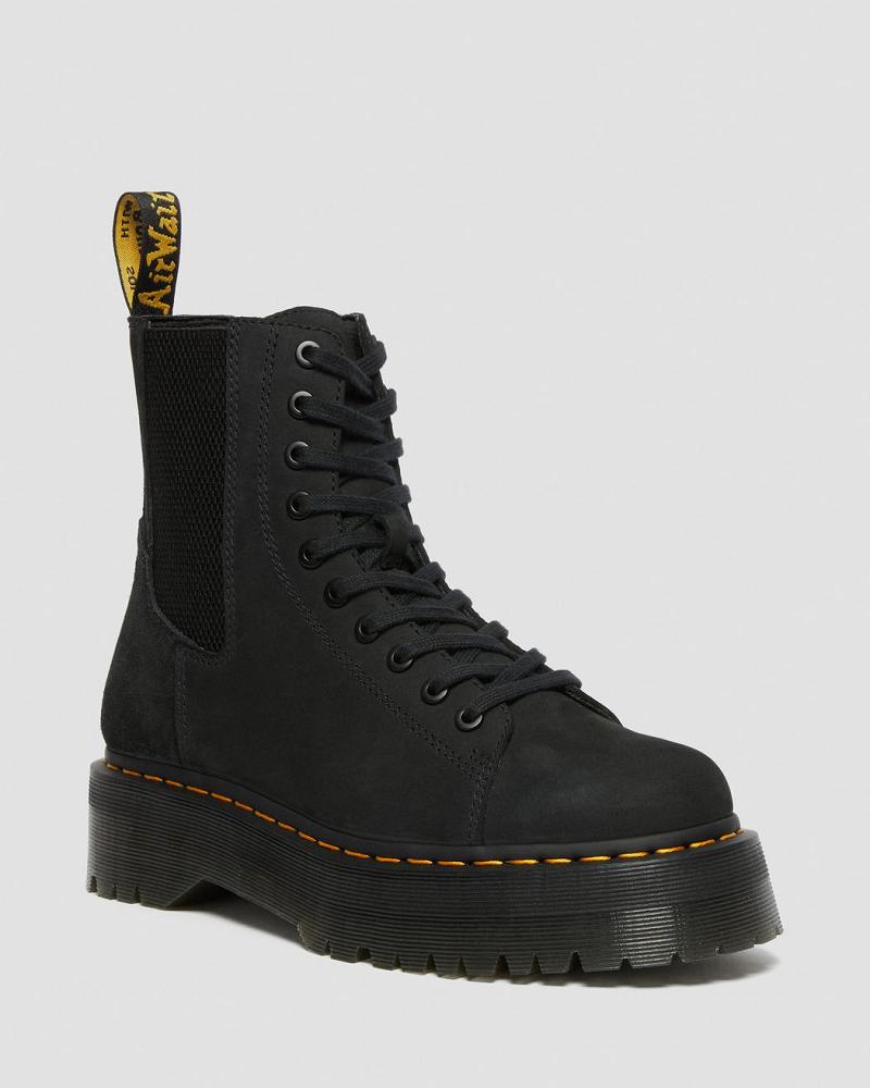 Men\'s Dr Martens Jadon Nubuck Leather Platform Boots Black | AU 555RVD